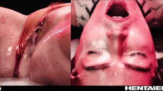 Экстремальное порно видео: щупальце монстра оплодотворяет и вырывается через рот