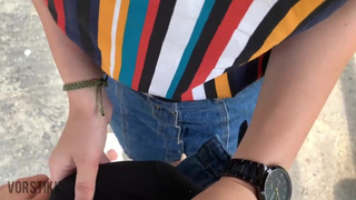 Страстный минет на природе в палатке