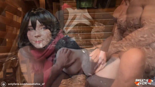 Эксклюзивное порно: Микаса принимает сперму в рот после жесткого анала