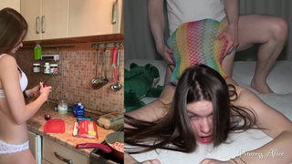 Страстное порно видео с готовкой на кухне