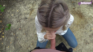 Минет в лесу: страстный отсос на природе